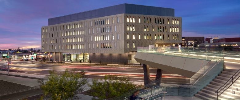 An exterior view of the Rob and Melani Walton Center for Planetary Health on ASU's Tempe campus.