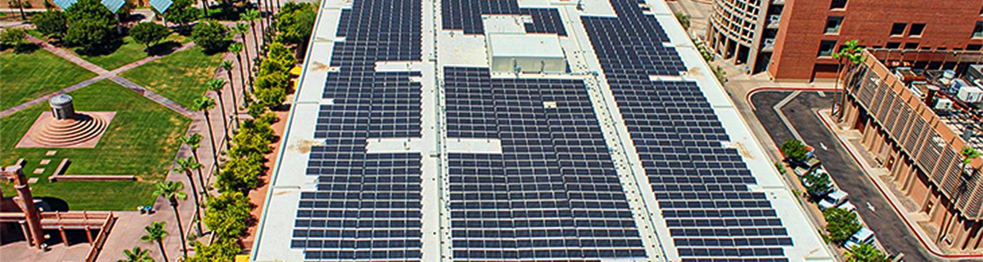 Charles Trumball Hayden Library solar panels - aerial